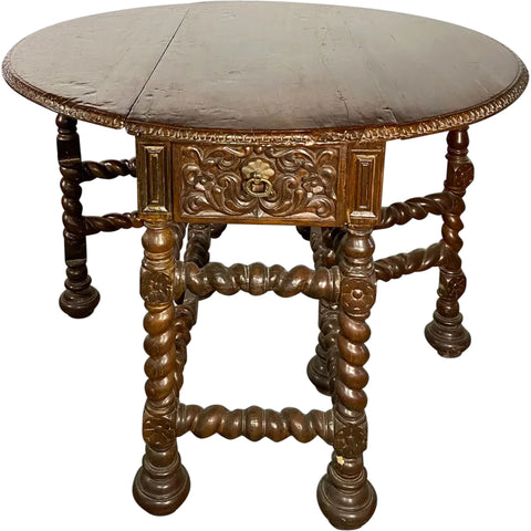 Early Indo-Portuguese Teak Gate-Leg Drop-Leaf Table
