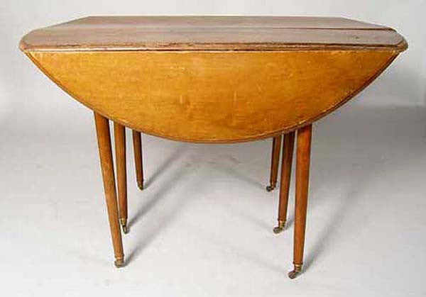 French Provincial Directoire Period Pale Walnut Oval Drop-Leaf Table