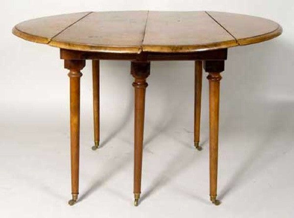 French Provincial Directoire Period Pale Walnut Oval Drop-Leaf Table