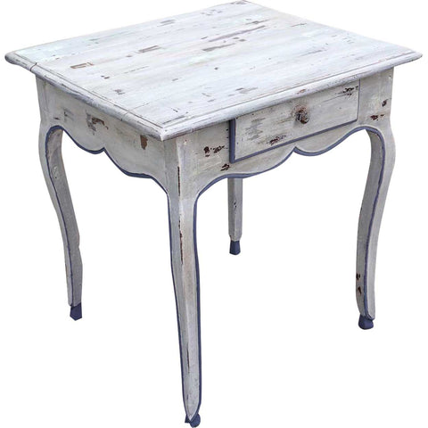 French Provincial Louis XV White Painted Fruitwood Side Table