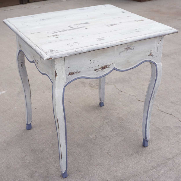French Provincial Louis XV White Painted Fruitwood Side Table
