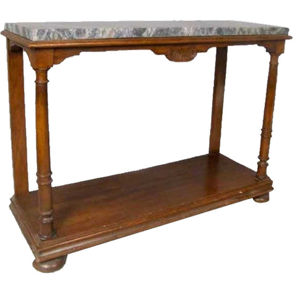 French Marble Top Pale Walnut Console