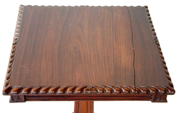 Anglo Indian Rosewood Square Pedestal Side Table