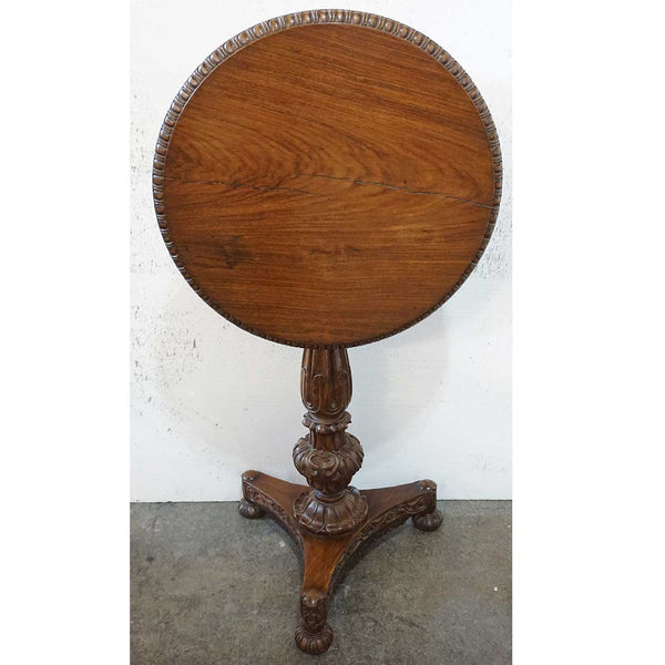 Anglo Indian William IV Style Rosewood Round Tilt-top Pedestal Side Table
