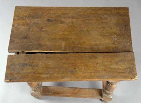 Danish Baroque Oak Box Stretcher Plank Top Side Table