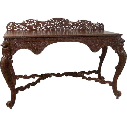 Anglo Indian Carved Rosewood Console / Writing Table