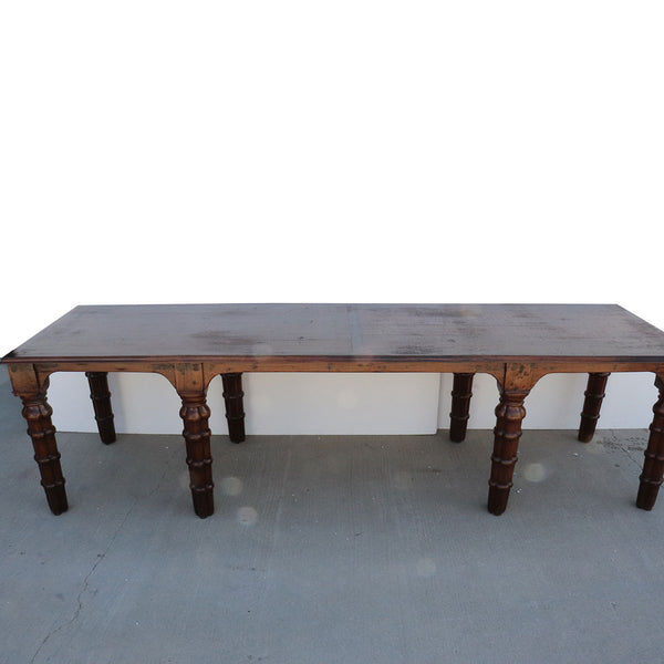 Large Anglo Indian Gothic Revival Rosewood Dining Table