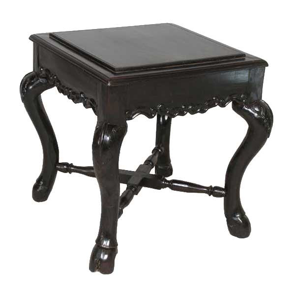 Small Indian Goan Square Rosewood Side Table / Stool