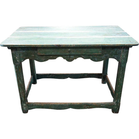 Scandinavian Green Painted Pine Kitchen Work Table