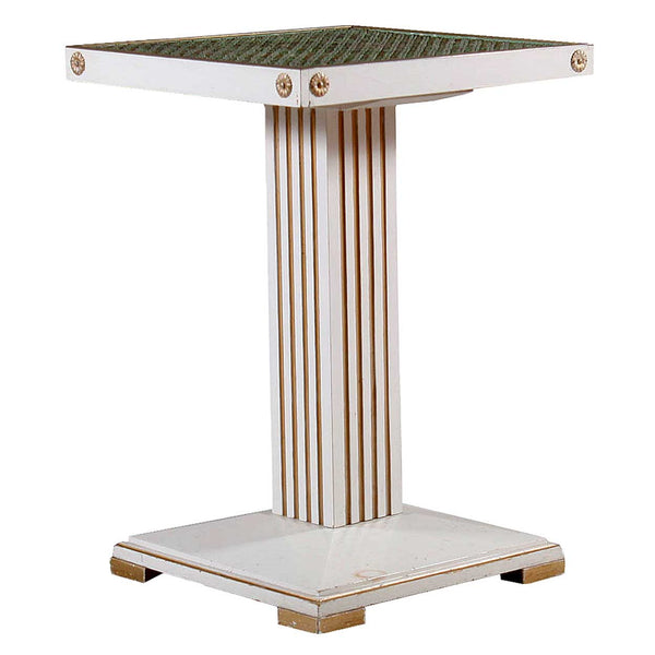 Swedish Jugendstil Painted Pine and Wallpaper Block Top Pedestal Square Side Table