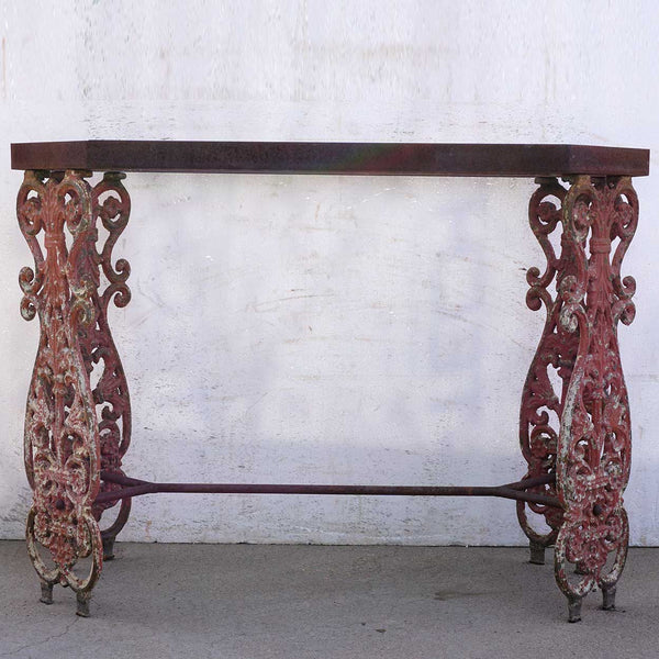 English Painted Cast Iron Balusters as an Octagonal Console Table Base