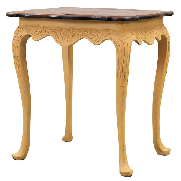 Swedish Rococo Painted and Walnut Parquetry Side Table