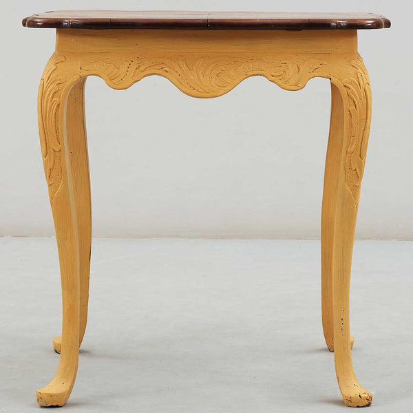 Swedish Rococo Painted and Walnut Parquetry Side Table