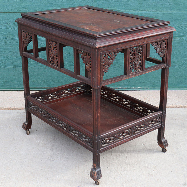 American Herter Style Aesthetic Movement Rosewood Two-Tier Side Silver Table