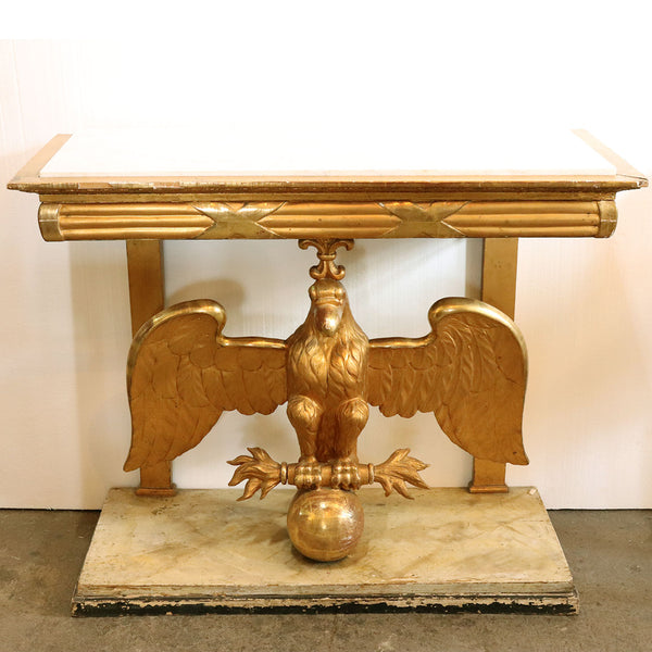 Swedish Karl Johan Gilt Marble Top Eagle Console Table