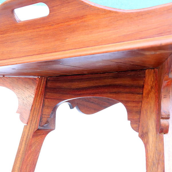 Belgian Art Nouveau Lacquered Mixed Woods Two-Tier Tray Bar Table