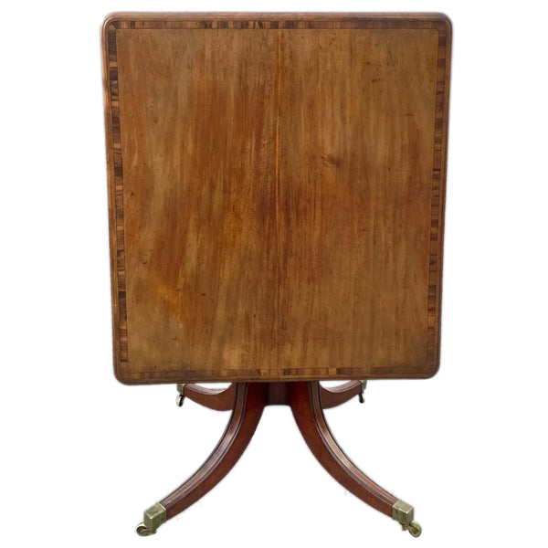 English Georgian Style Rosewood Banded Mahogany Tilt-Top Pedestal Table