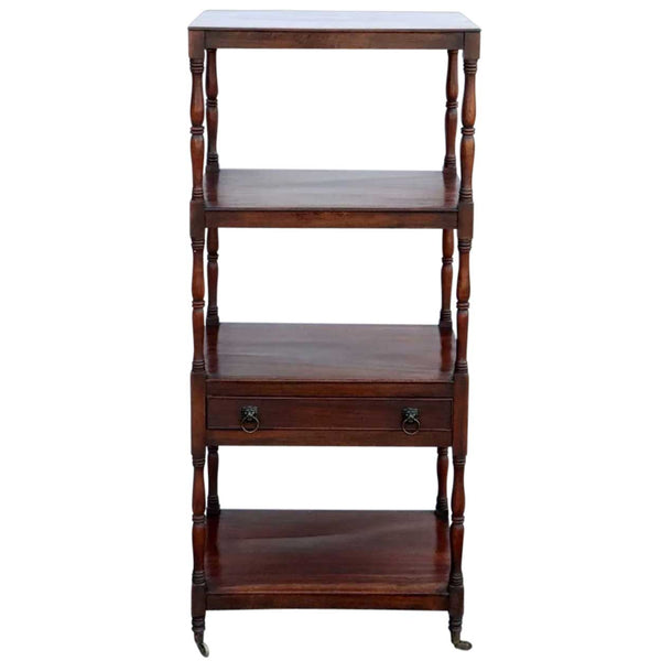 English George III Kingwood or Rosewood Four-Tier Whatnot on Casters