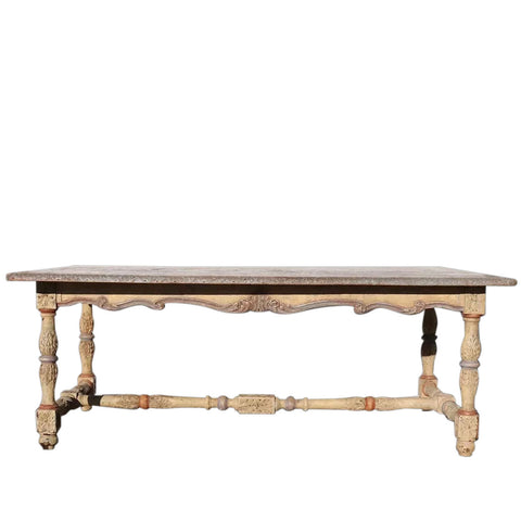 French Henri II Painted Oak Library / Desk / Dining Table