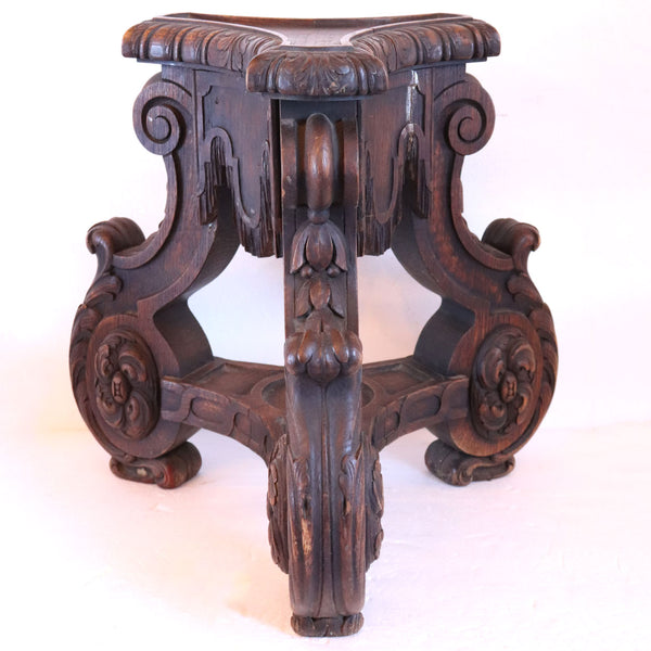 French Louis XIV Style Carved Oak Tripartite Candlestick Base