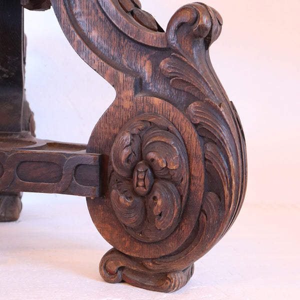French Louis XIV Style Carved Oak Tripartite Candlestick Base
