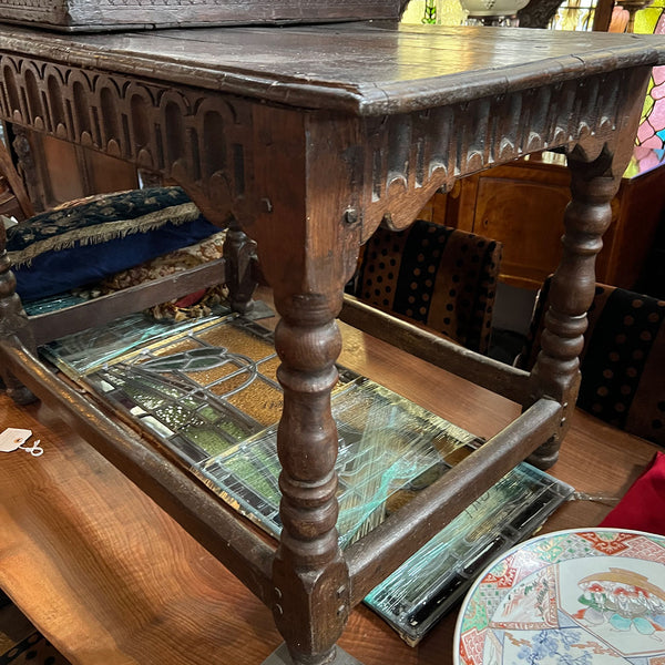 English Baroque Carved Oak Side / Work Table