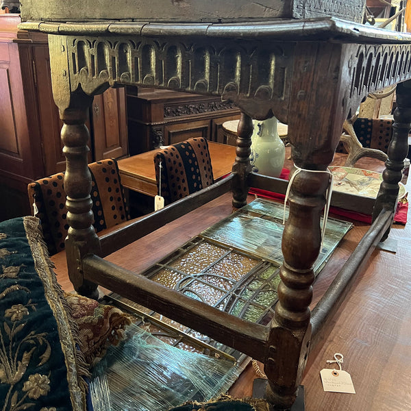 English Baroque Carved Oak Side / Work Table