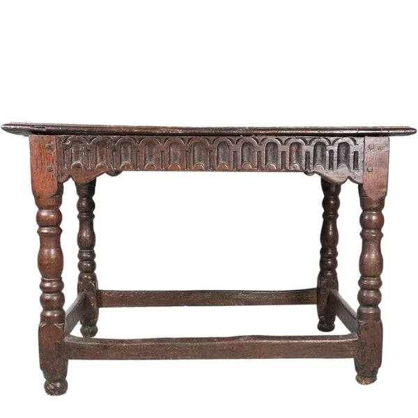 English Baroque Carved Oak Side / Work Table