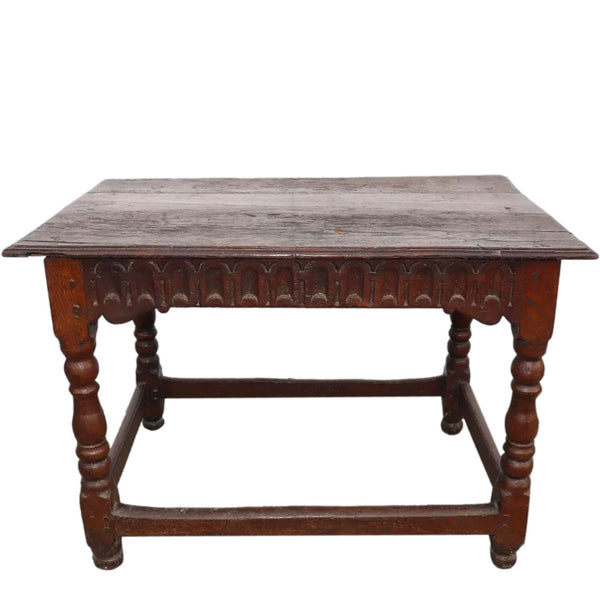 English Baroque Carved Oak Side / Work Table