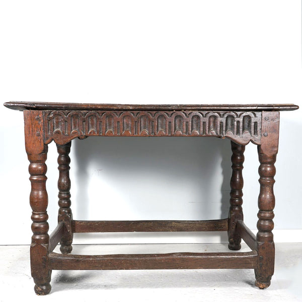 English Baroque Carved Oak Side / Work Table