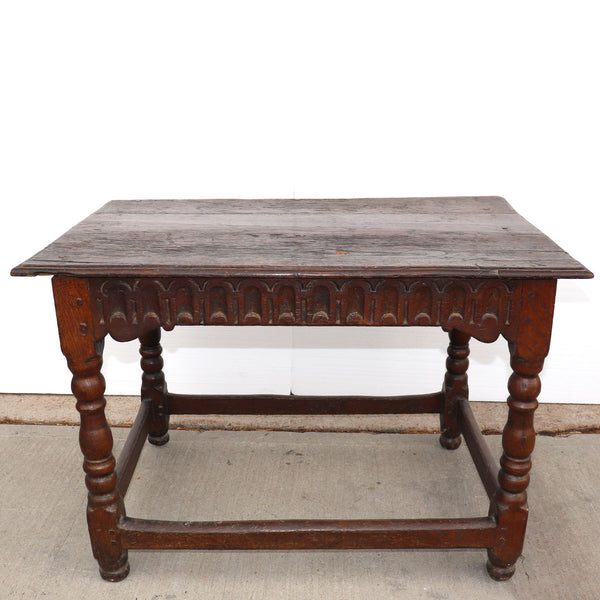 English Baroque Carved Oak Side / Work Table