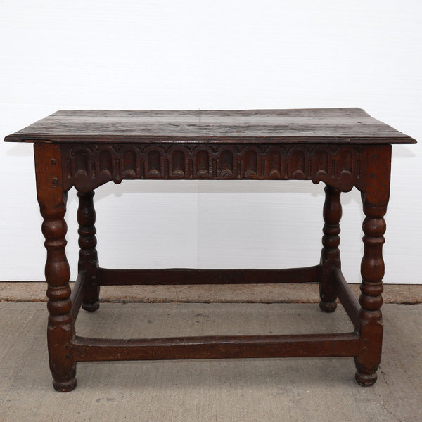 English Baroque Carved Oak Side / Work Table