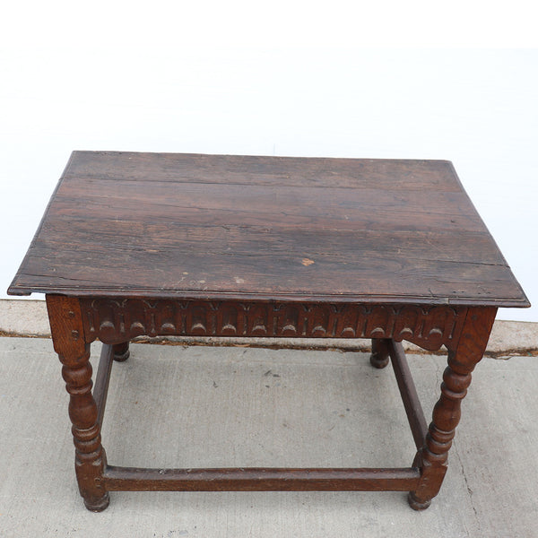 English Baroque Carved Oak Side / Work Table