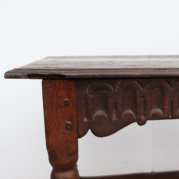 English Baroque Carved Oak Side / Work Table