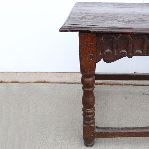 English Baroque Carved Oak Side / Work Table