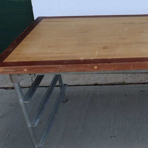 Large American Union Steel Industrial Mahogany and Maple Top Bakery Table