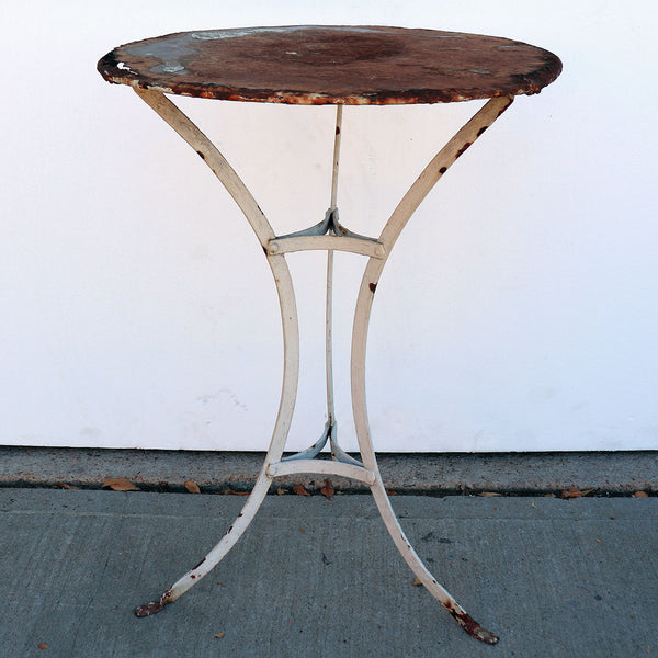 French Provincial Painted Wrought Iron Round Garden Bistro Table
