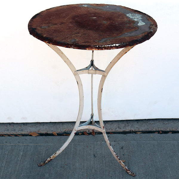 French Provincial Painted Wrought Iron Round Garden Bistro Table