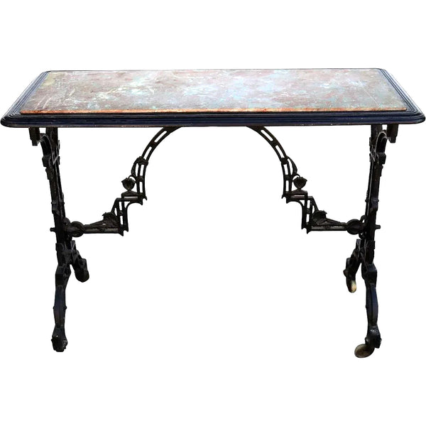 American Aesthetic Movement Cast Iron and Tennessee Marble Table