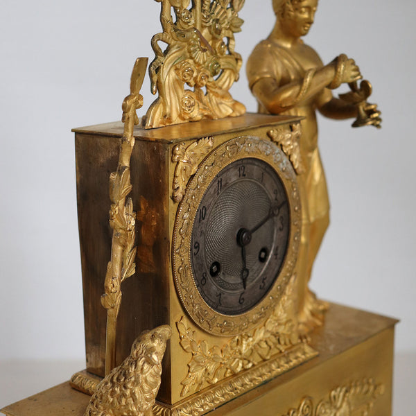 French Empire Ormolu Bronze Figural Mantel Clock