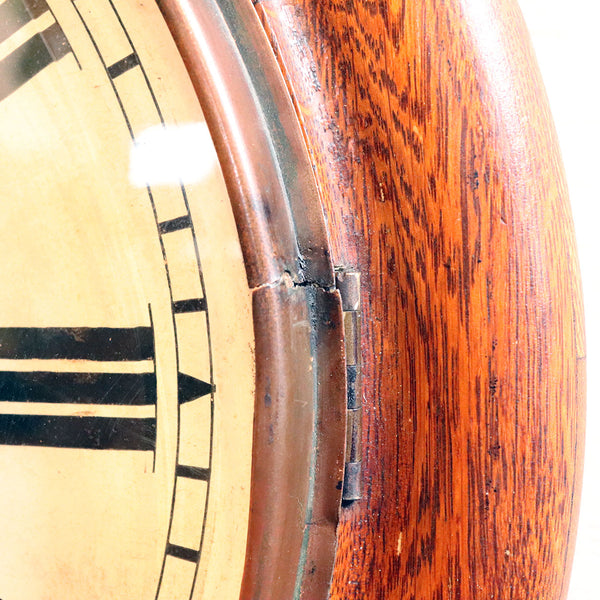 American Ansonia Oak Round School House / Railway Station Wall Clock