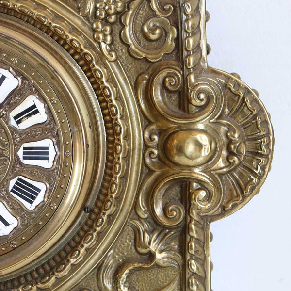 French Parisian Eugene Farcot Renaissance Revival Repousse Brass Wall Clock