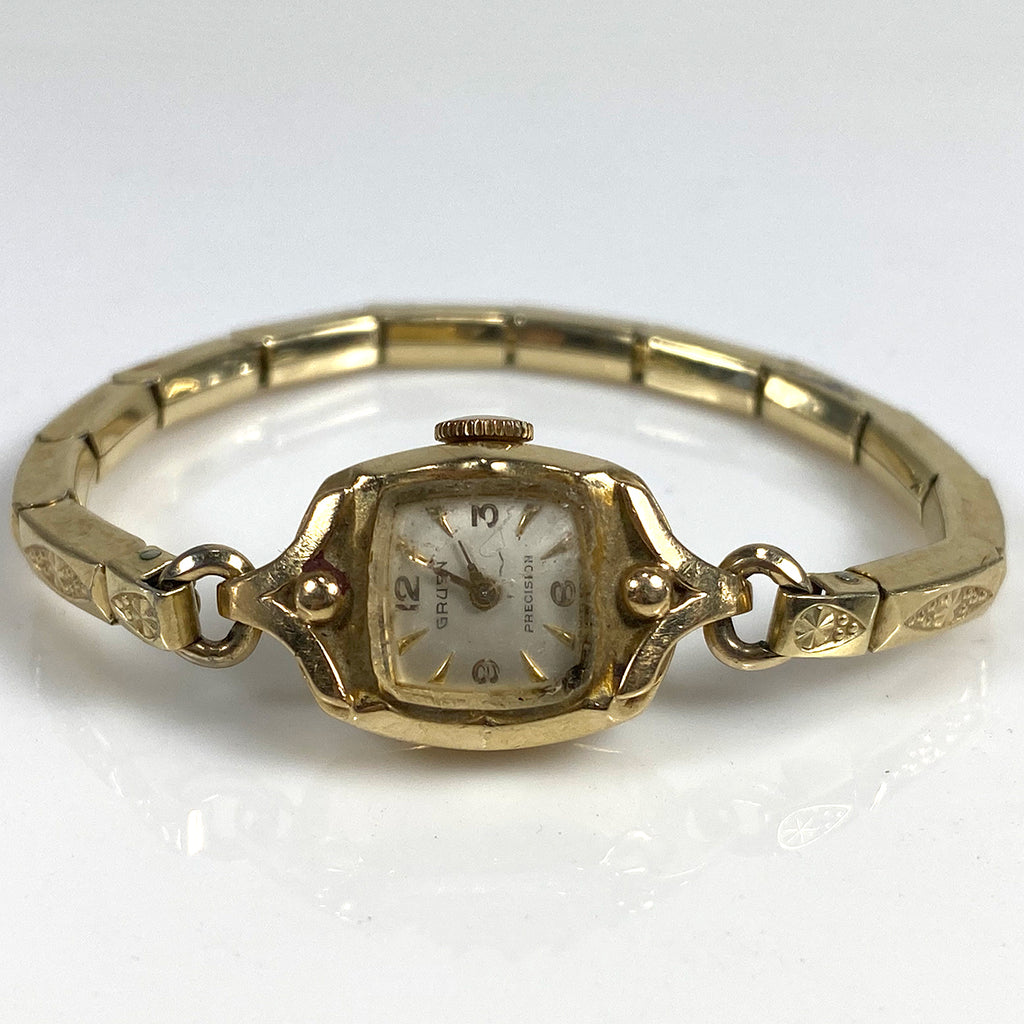 Vintage American Gruen 14k Yellow Gold Precision Speidel Band