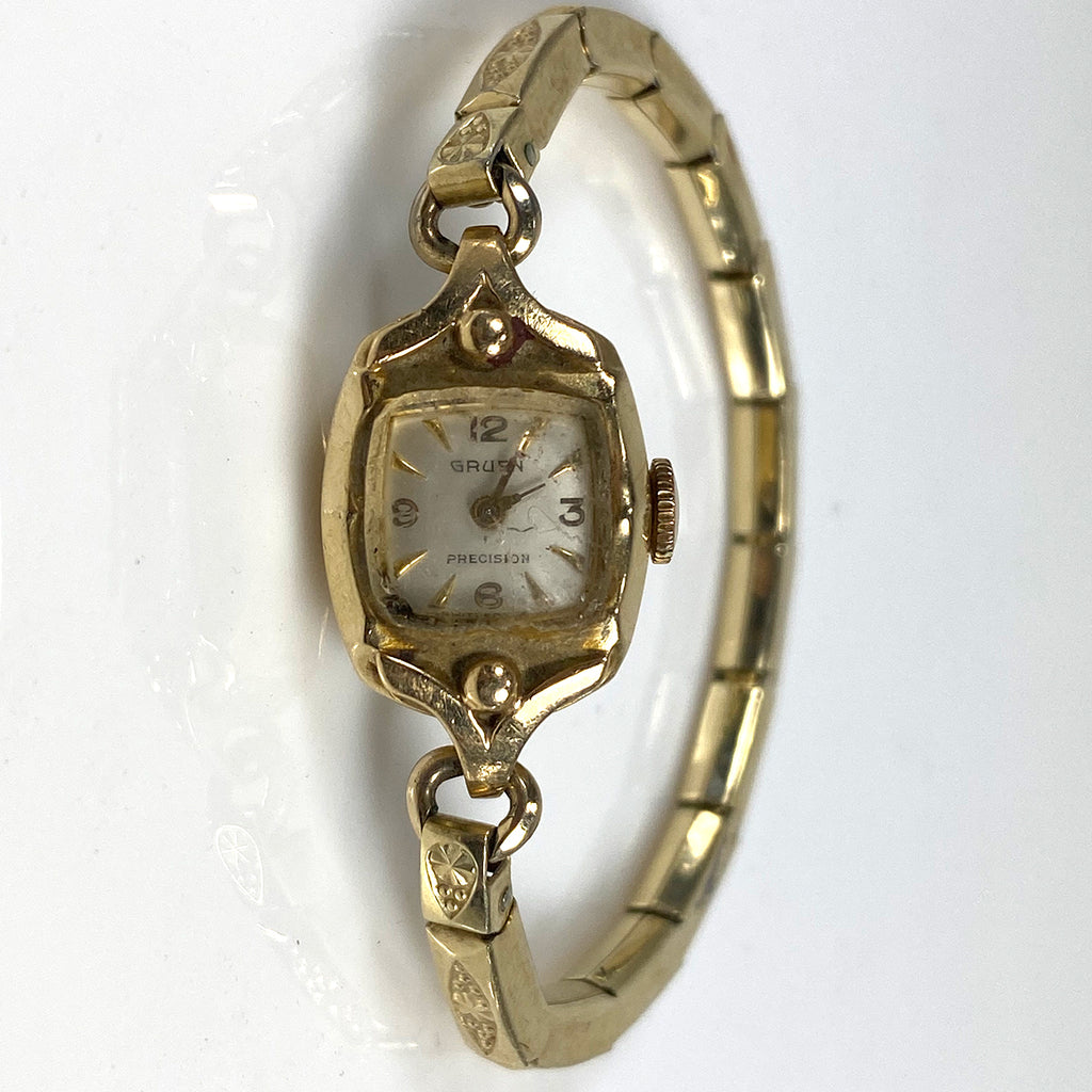 Vintage American Gruen 14k Yellow Gold Precision Speidel Band