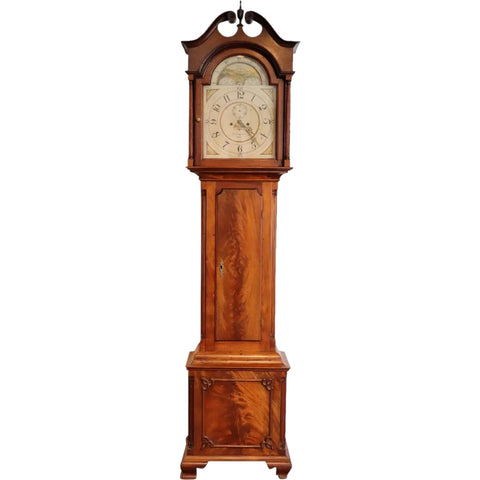 American Philadelphia Chippendale Burled Mahogany Tall Case Clock