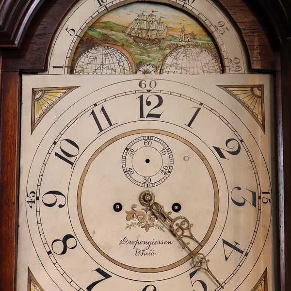 American Philadelphia Chippendale Burled Mahogany Tall Case Clock