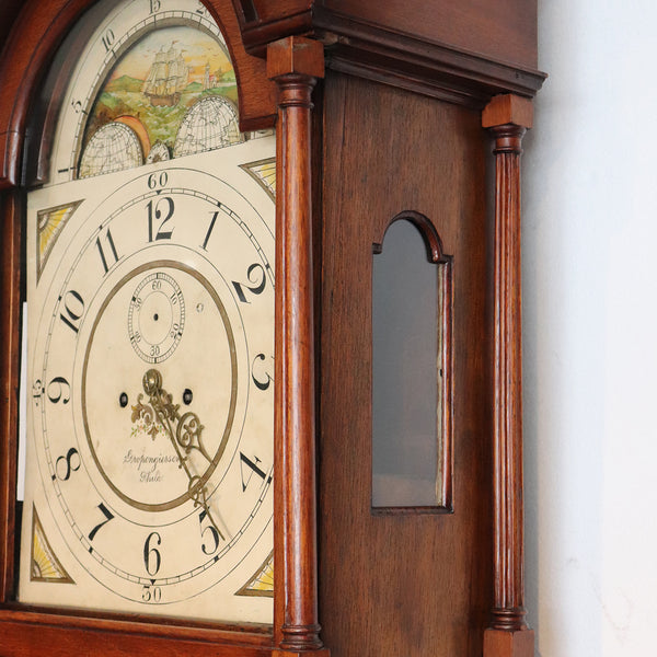 American Philadelphia Chippendale Burled Mahogany Tall Case Clock