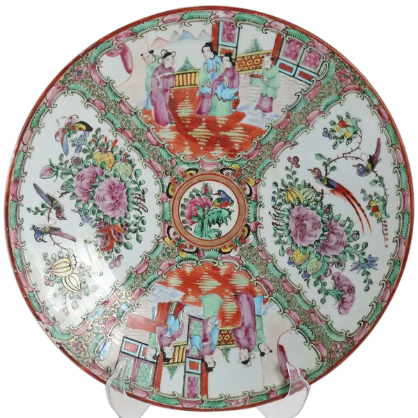 Chinese Export Canton Porcelain Rose Medallion Plate