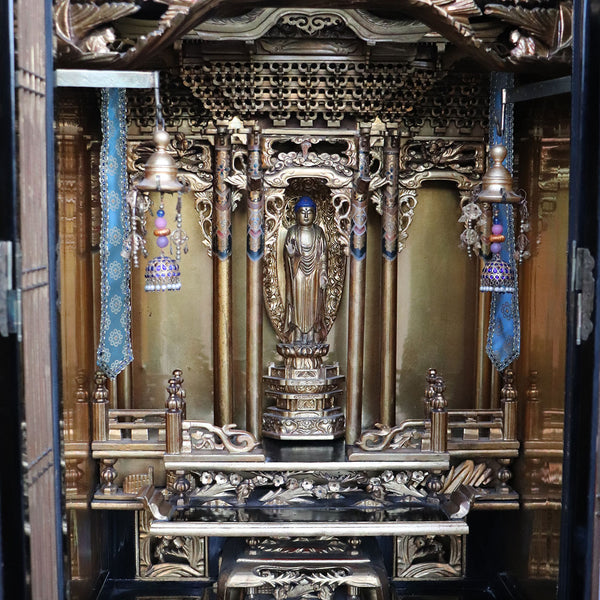Japanese Gilt and Lacquer Buddhist Shrine Cabinet (Butsudan)