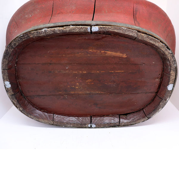 Chinese Gilt and Red Lacquer Bamboo Wood Wedding Basket